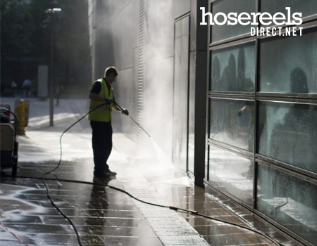 Jet wash hose reels provide extra safety when used in a public space
