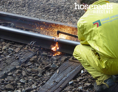 Railway works repairs using oxy/propane cutting equipment