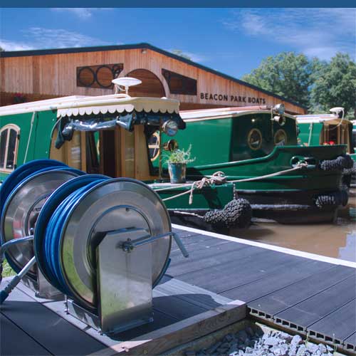 Two stainless steel hose reels at Beacon Parks Marina